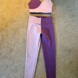 Two-Tone Purple and Pink Women's Workout set.